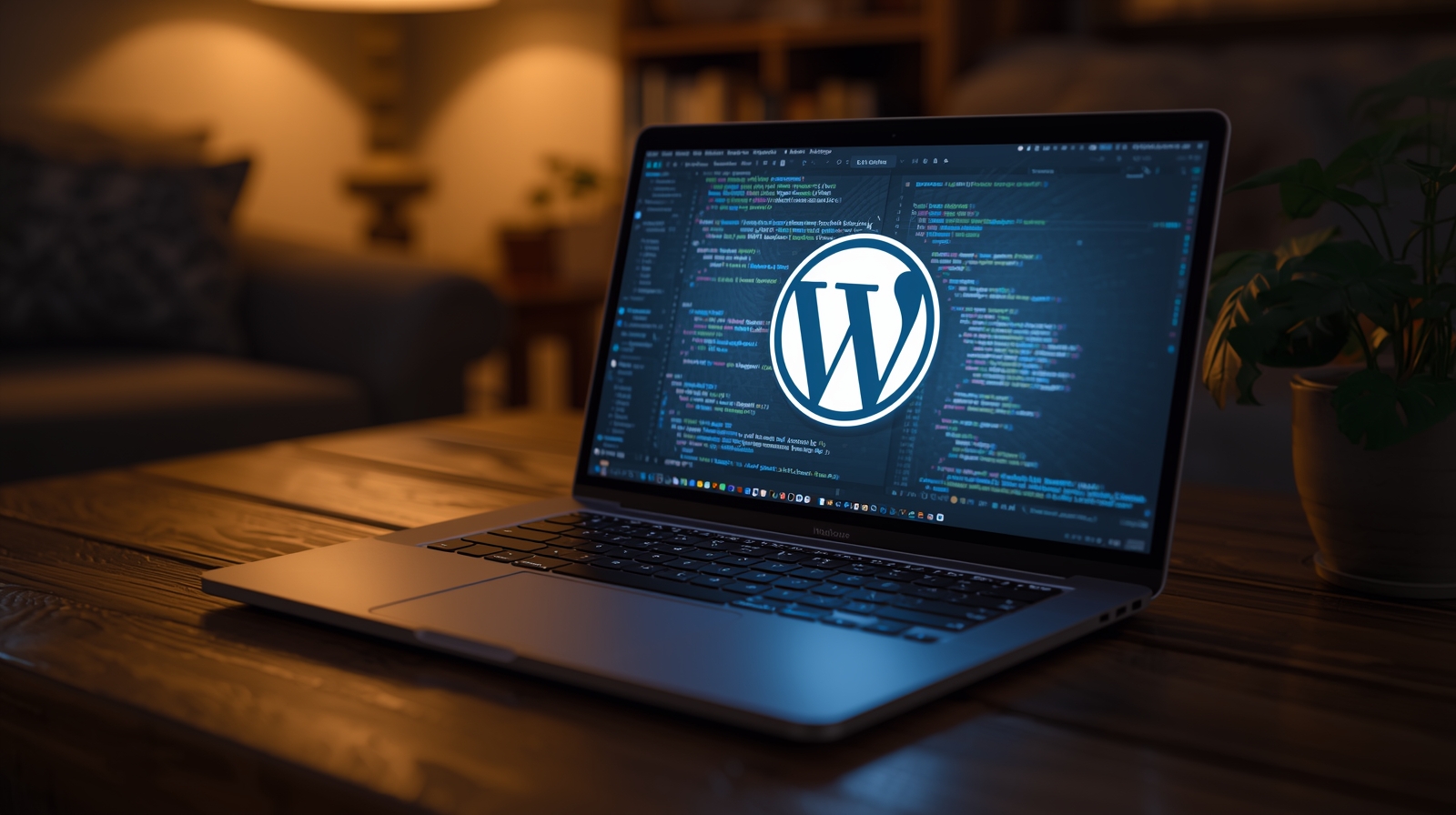 Developer coding a website using custom WordPress development tools